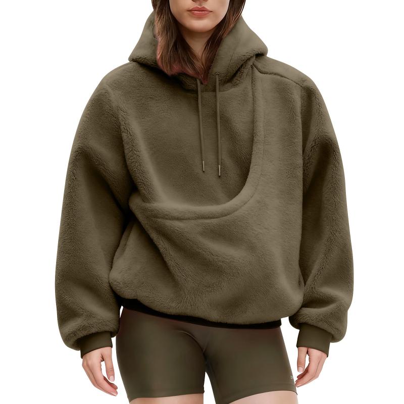 Autumn Winter Ladies Solid Col - đánh giá và giá Sherpa Hoodie Fleece